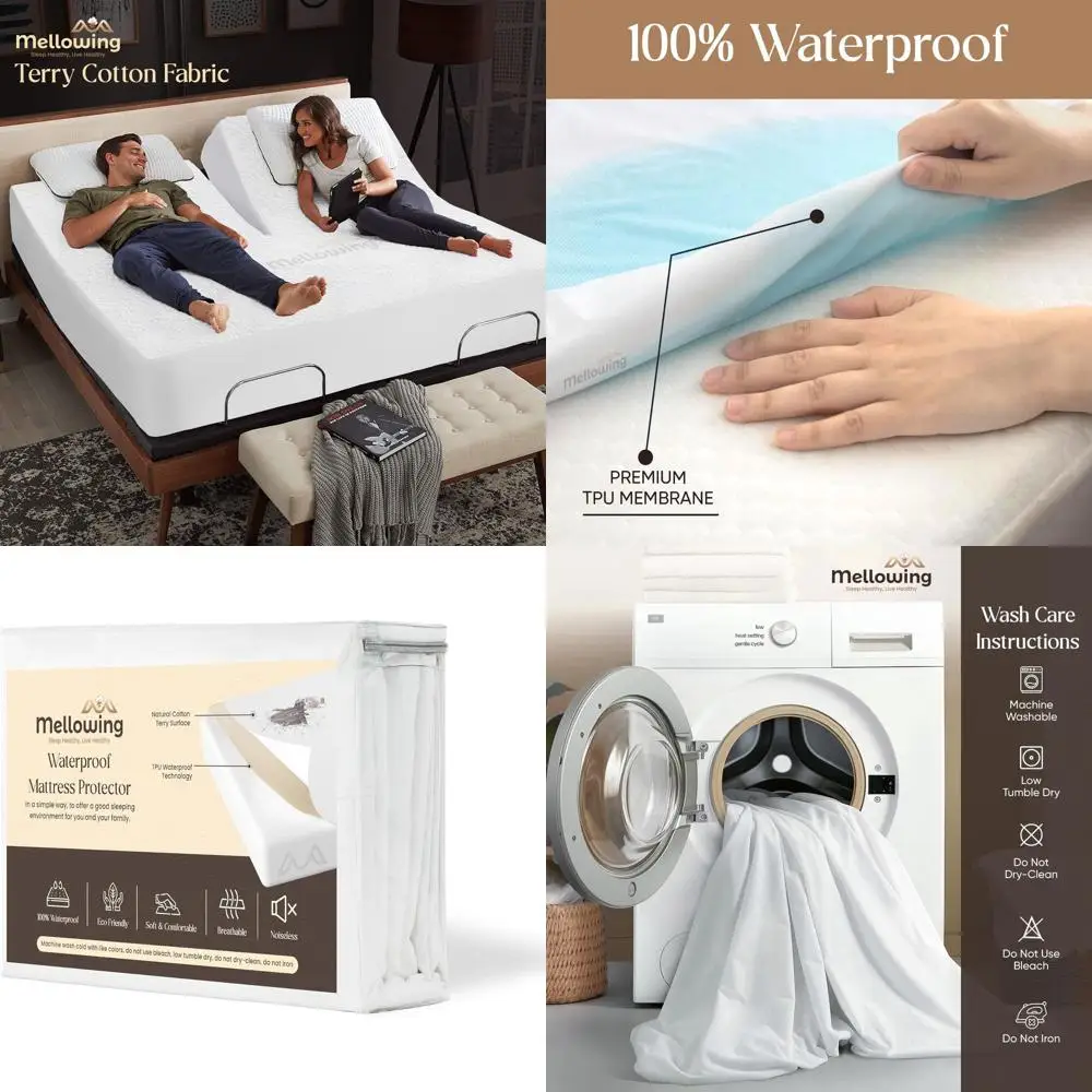

Queen Size 28 Adjustable Bed Mattress Protector - Waterproof, Breathable, Soft, Machine Washable, Fits up to 12 Deep