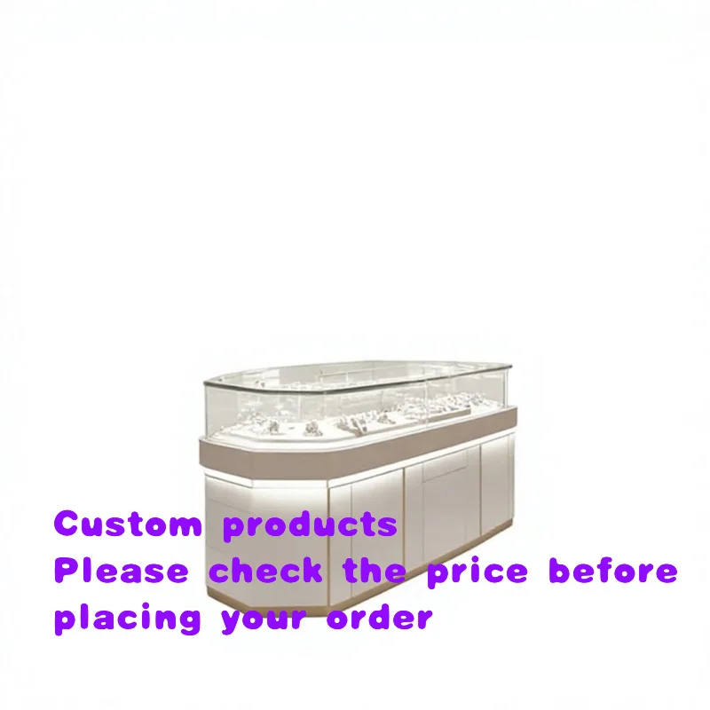 custom.Commercial Heavy Duty Jewelry Shop Counter with Tempered Glass LED Lighting Lock High Volume Retail Jewelry Stores