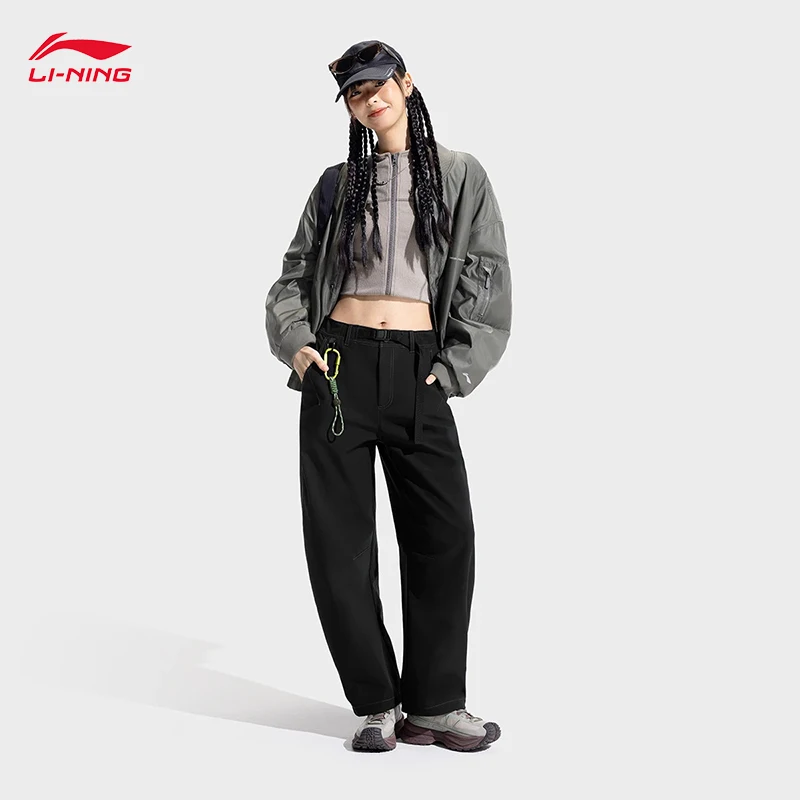 LI-NING COUNTERFLOW Women's Outdoor Sports Pants LN FIR WARM Fleece Winter LN WATER PROOF Reflective Softshell Trousers AYKV606