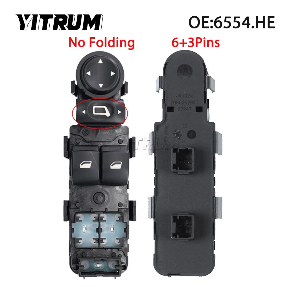 YITRUM Master Mirror Button Power Window Switch For Citroen C4 2004 2005 2006 2007 2008 2009 2010 6554.HA 6554.HE 6554HA 6554HE