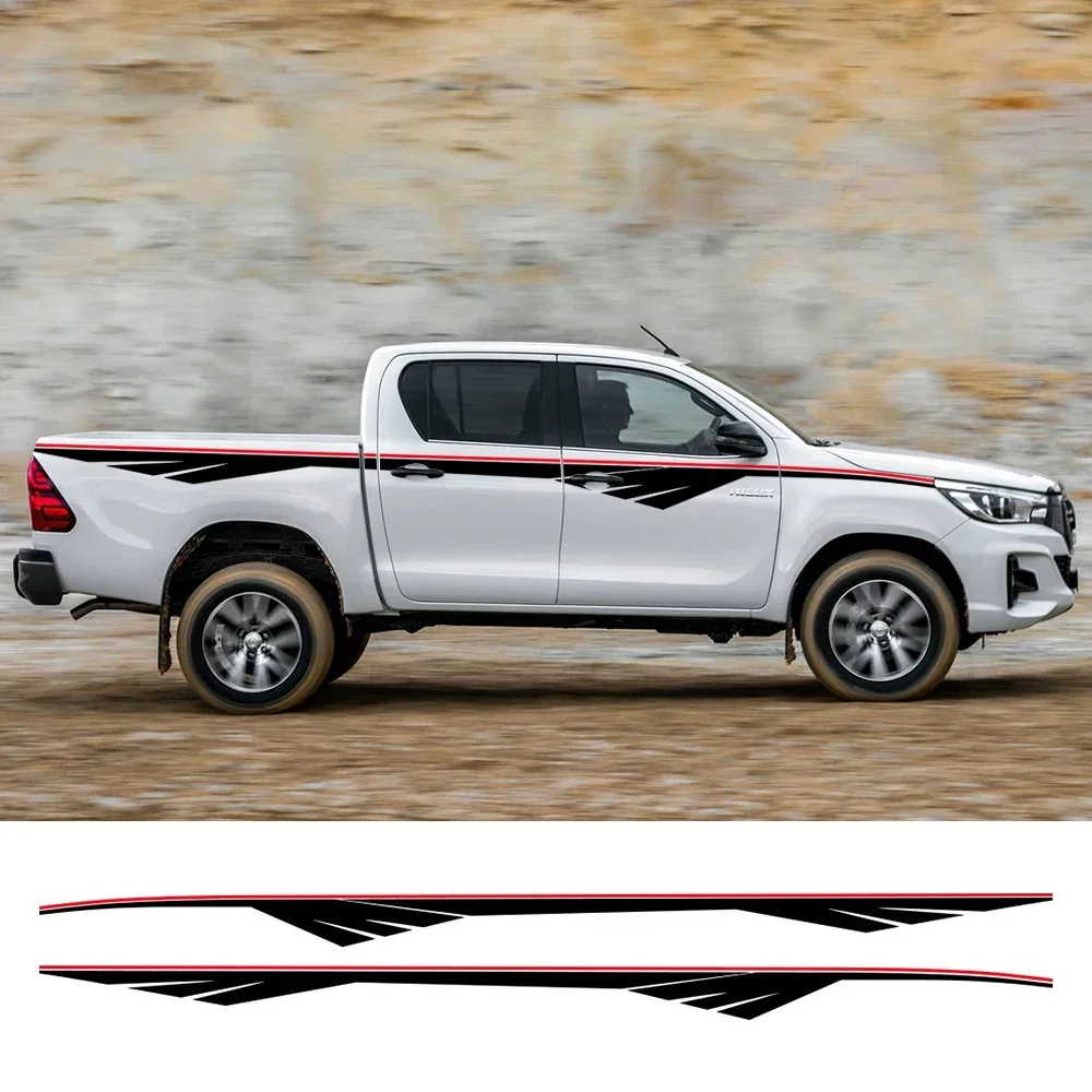 

2 шт., наклейки на боковую талию пикапа для Toyota Hilux SR5 GR AN10 20 30 MK3 N80 90 100, виниловые наклейки для стайлинга автомобилей, автоаксессуары