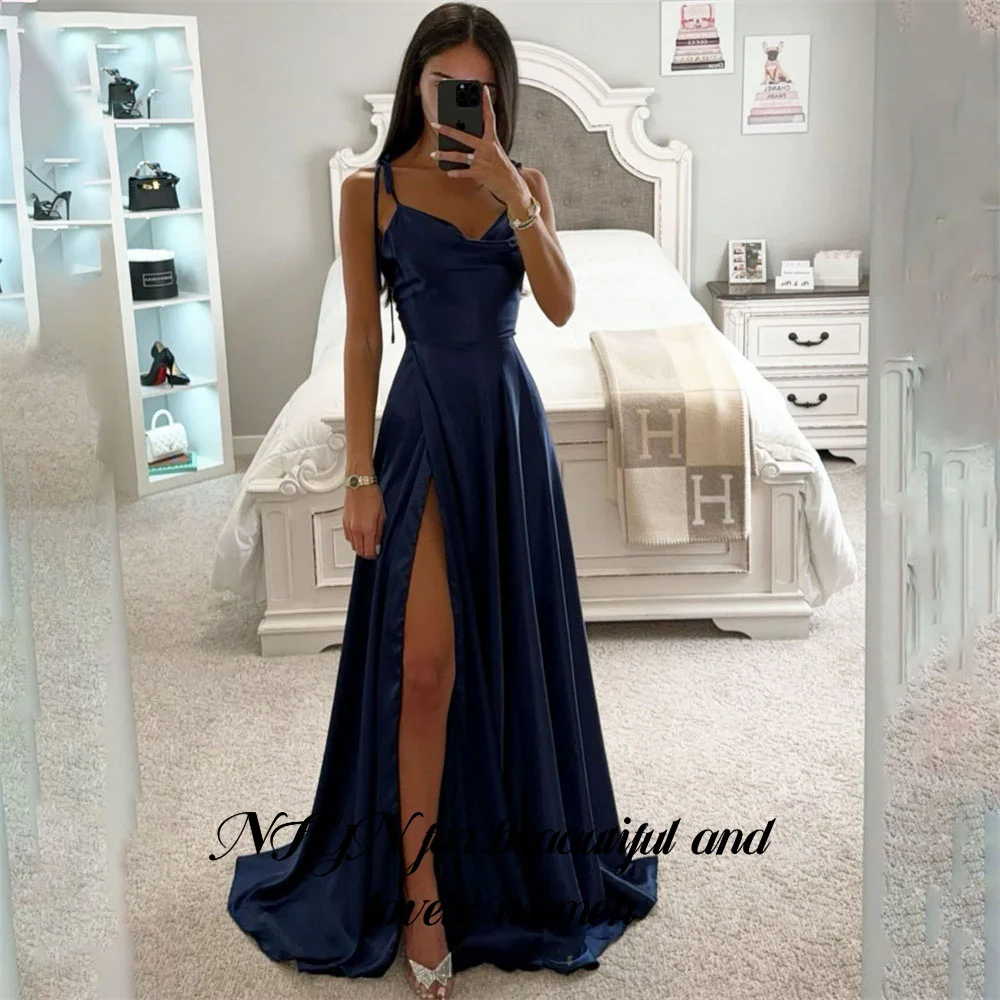 

RFYR Royal Blue Stain Formal Dresses Spaghetti Strap Party Dress Sweetheart Pleats Special Occasion Dress robe soirée Customized