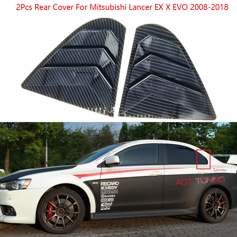 

2Pcs Carbon Fiber Rear Window Side Vent Shutter Louver Covers Trim For Mitsubishi Lancer EX X EVO 2008-2018 Car Accessories