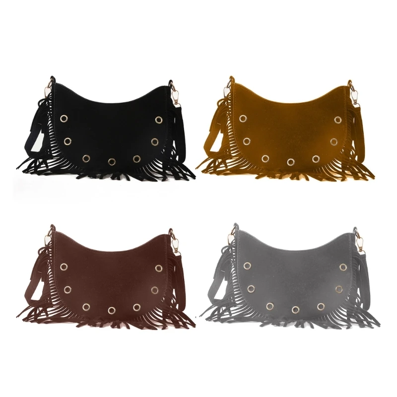 Bolsa ombro com franjas borlas, bolsa crossbody fashion, bolsa casual para mulheres 066f