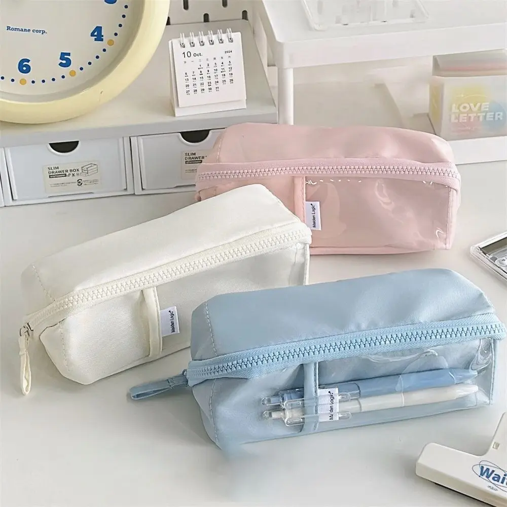 Kawaii Pencil Case Multi Pocket Large Capacity Cream Color Pen Bag high Appearance Level Multi-function Stationery Storage Pouch