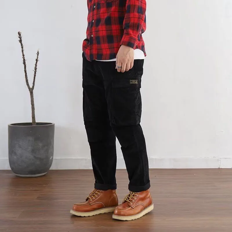 New Autumn/Winter Fashion American Vintage Corduroy Straight Barrel Multi Pocket Loose Versatile Handsome Men's Casual Pants