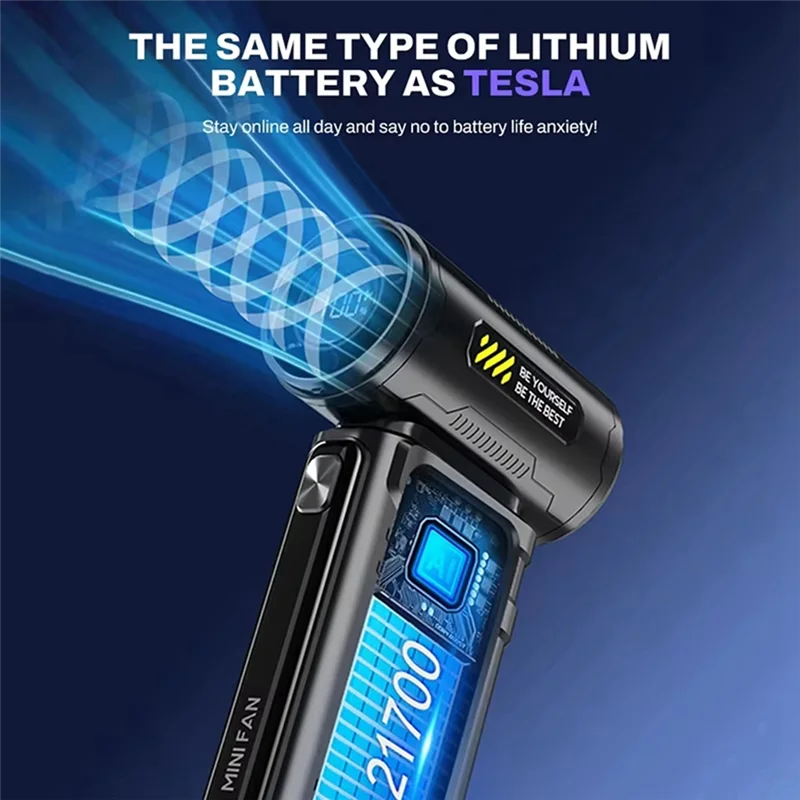 

A05G-Портативный Violent Turbo Jet Fan 6000 мАч Бесщеточный вентилятор для выдувания пыли Дисплей с аккумулятором Высокоскоростной ручной вентилятор с воздуходувкой Белый