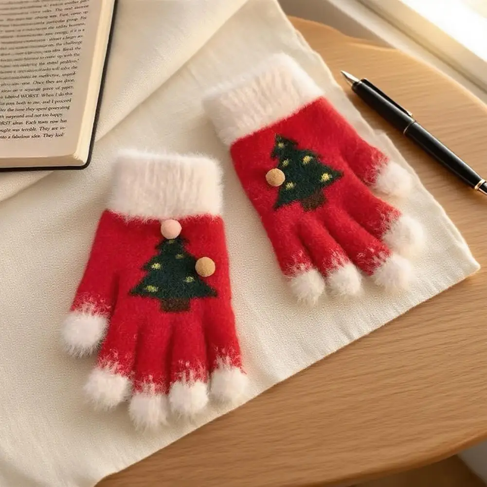 Soft Touch Gloves Festive Knitted Christmas Gloves for Adults Kids with Touch Screen Functionality Winter for Women for Students