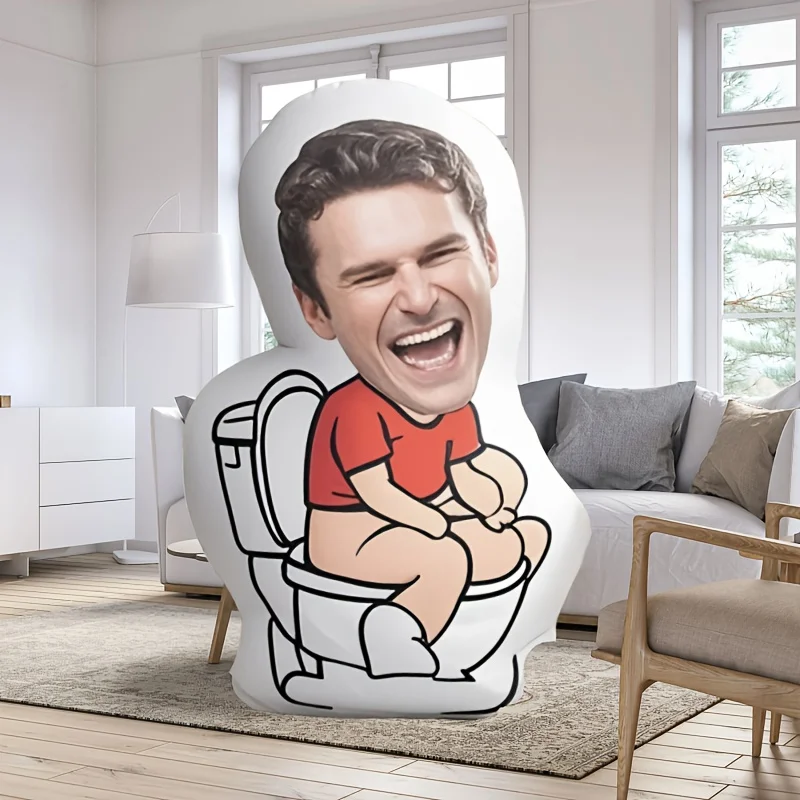 Customized photo pillow with quirky toilet image, can be given as surprise gifts to family, friends, lovers, etc