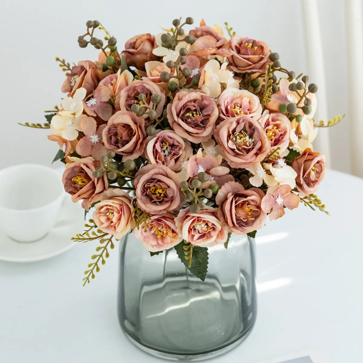 Künstliche Blumen aus Seide, französische Rosen, Hochzeitskranz, Dekorationen für Zuhause, Feiertage, Garten, Brautsträuße, DIY-Geschenkzubehör
