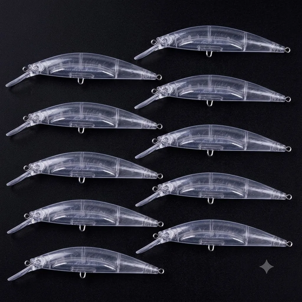10 Stück DIY Unlackierte Angelköder 22,7g Minnow Blanko-Köder Künstliche Hartköder Wobbler Transparente Crankbaits Pesca