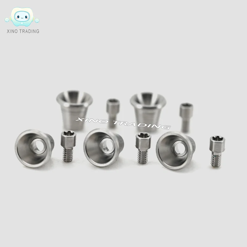 Conjunto de 6 Bases Multifuncionais Fresadas em CNC de Alta Precisão para Implantes Dentários Nobel Active - Produto Metálico de Substituição do Fabricante