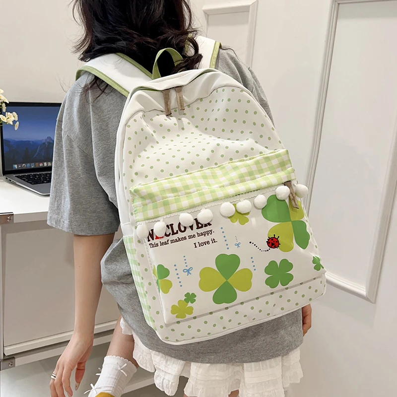 

Korean Style Floral Print Backpack - Cute Drawstring School Bag for Teens with Dual Zipper Compartments Unisex Student Rucksack