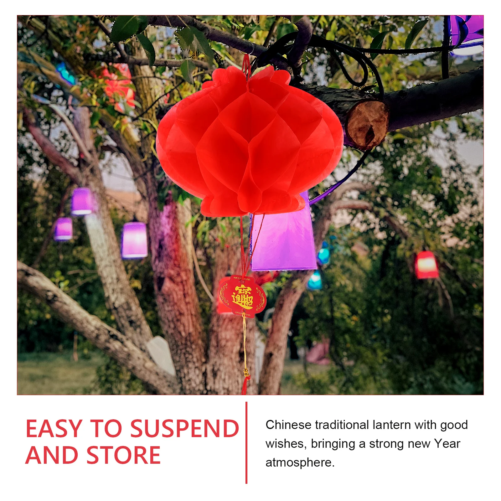

10pcs Red Lanterns Spring Festival Waterproof Large Paper Honeycomb Foldable Decorative Hanging Party Wedding Ornament 2024
