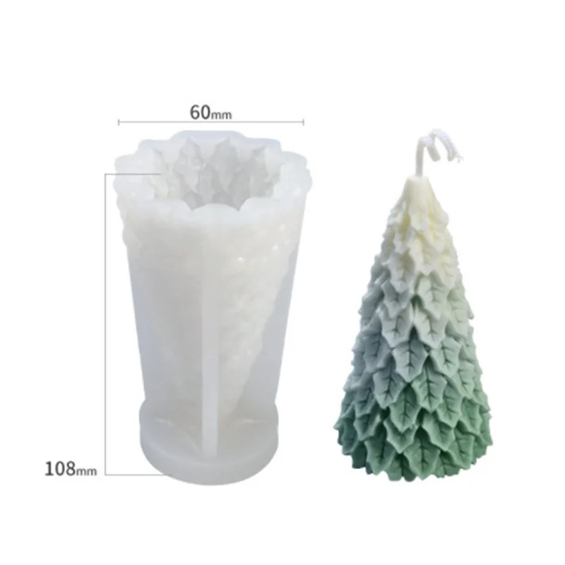 Gukasxi 2 Stampi In Silicone Per Albero Di Natale 3D – Forma Di Candela Per Torte, Cioccolato, Sapone E Resina (Stile D, 9 E 7 Cm) - 3