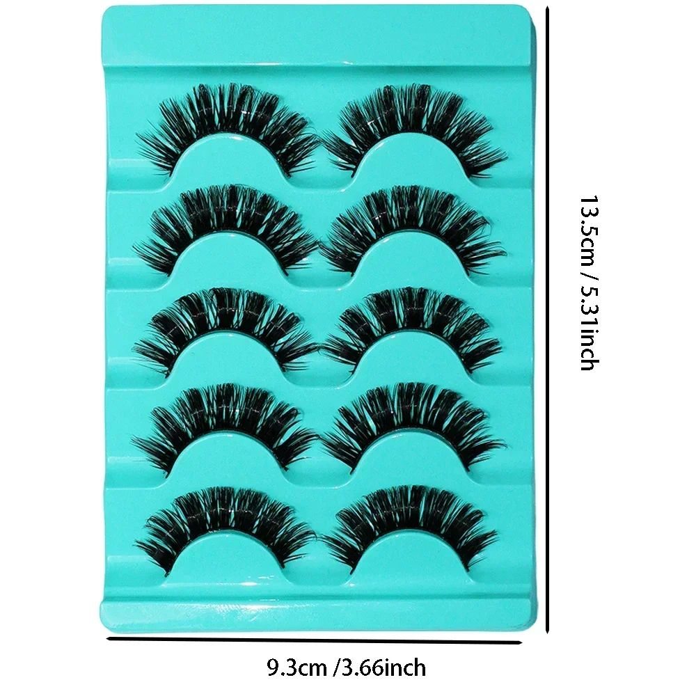 5 Pairs Lashes DD Curl Russian Lashes 3D faux Mink Eyelashes Reusable Fluffy Russian Strip Lashes Eyelash Extension