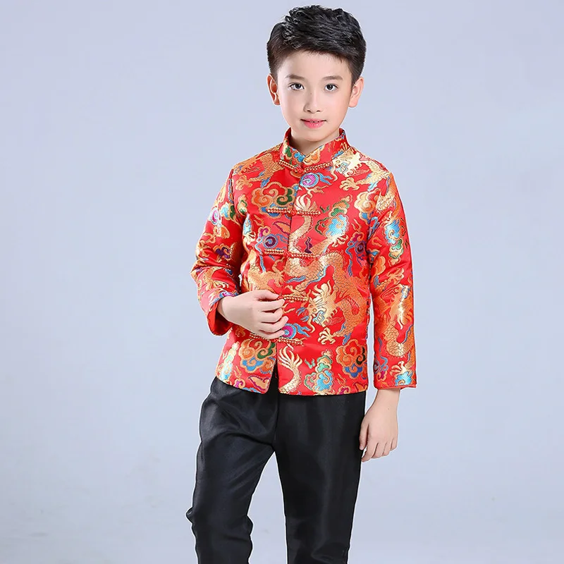 Kids China Dress Of The Tang Dynasty Chinese Traditional Garments Jacket Costume Pants For Children Boy Girl Clothing