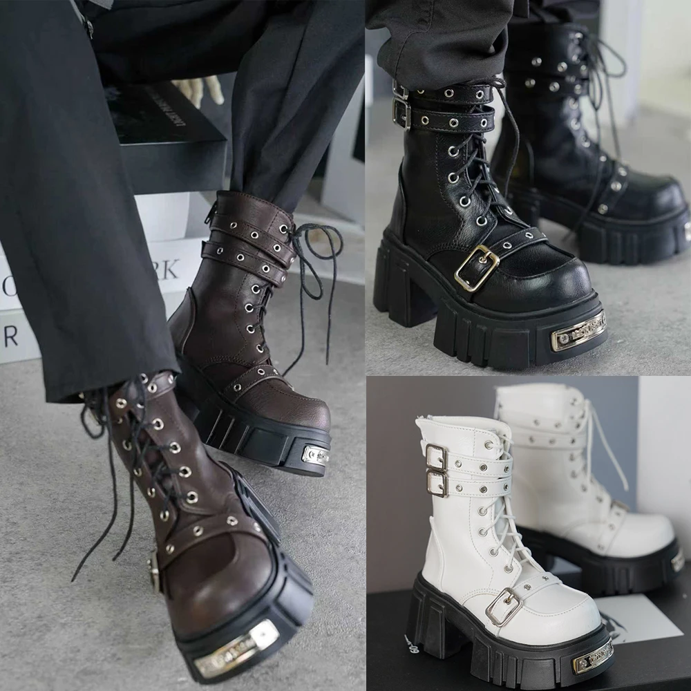 D09-P811 children handmade toy uncle ID75 BJD/SD Doll shoes black platform boots 1pair