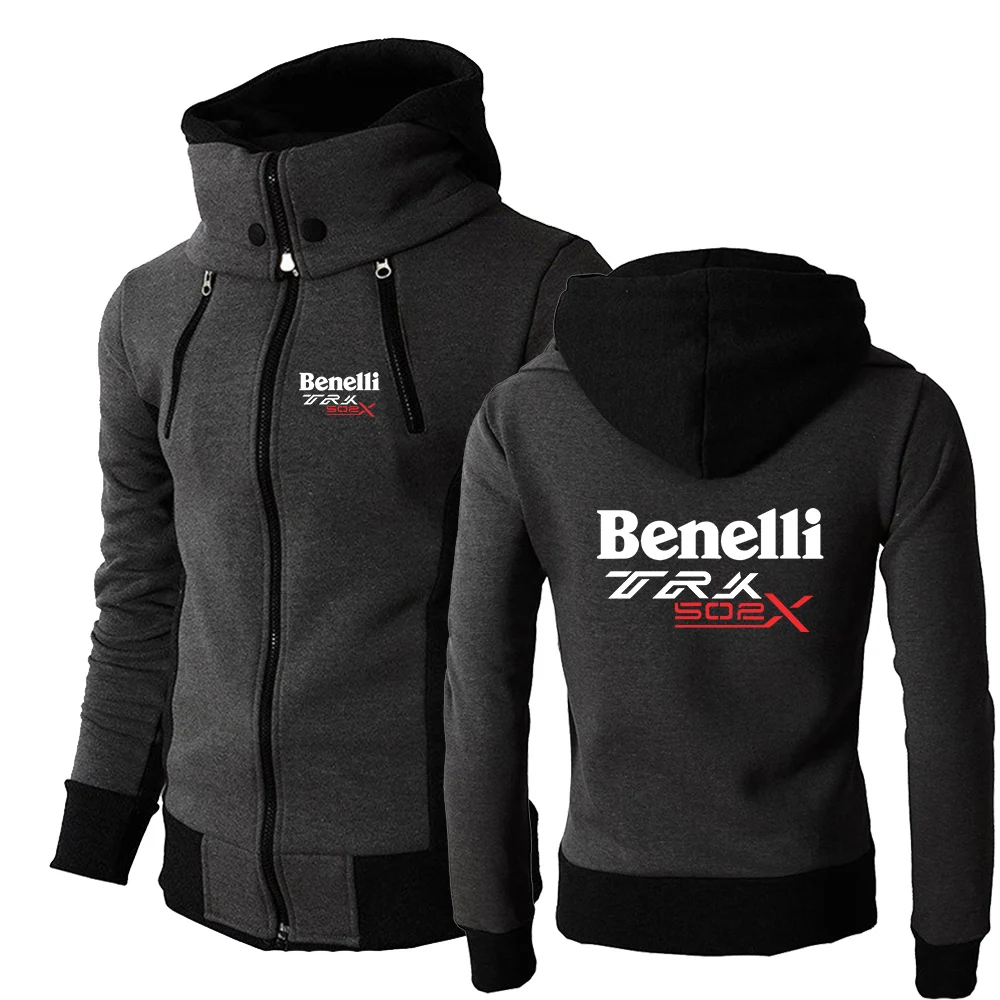 

2023 Benelli TRK 502X Men's New Long Sleeves Zipper Hoodies Fleece Hooded Sweatshirts Sportswear Slim Fit Fashionable Hoody Tops