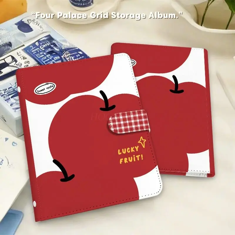 1book PU leather detachable insert style photo album painting apple 5-inch double grid double-sided dust-proof card book