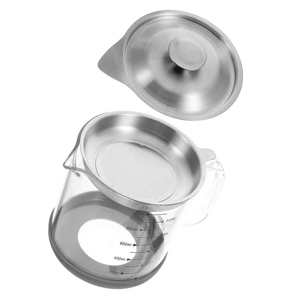 

Oil Pot Grease Container 1000ml Bacon Grease Strainer Stainless Steel Filter Pot Filtered Oil Jug Kitchen Use Ghee Container