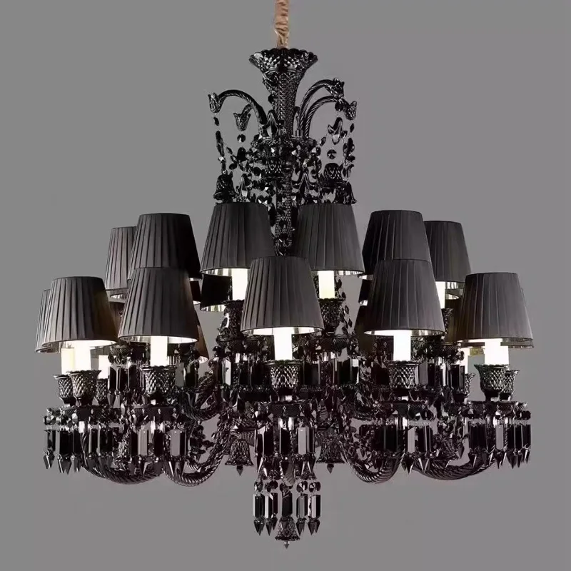 

European Crystal Chandelier Black Dining Rooms Bedroom Lamp Luxury Villa Living Room Lights Crystals Led Home Lighting ZG8030#
