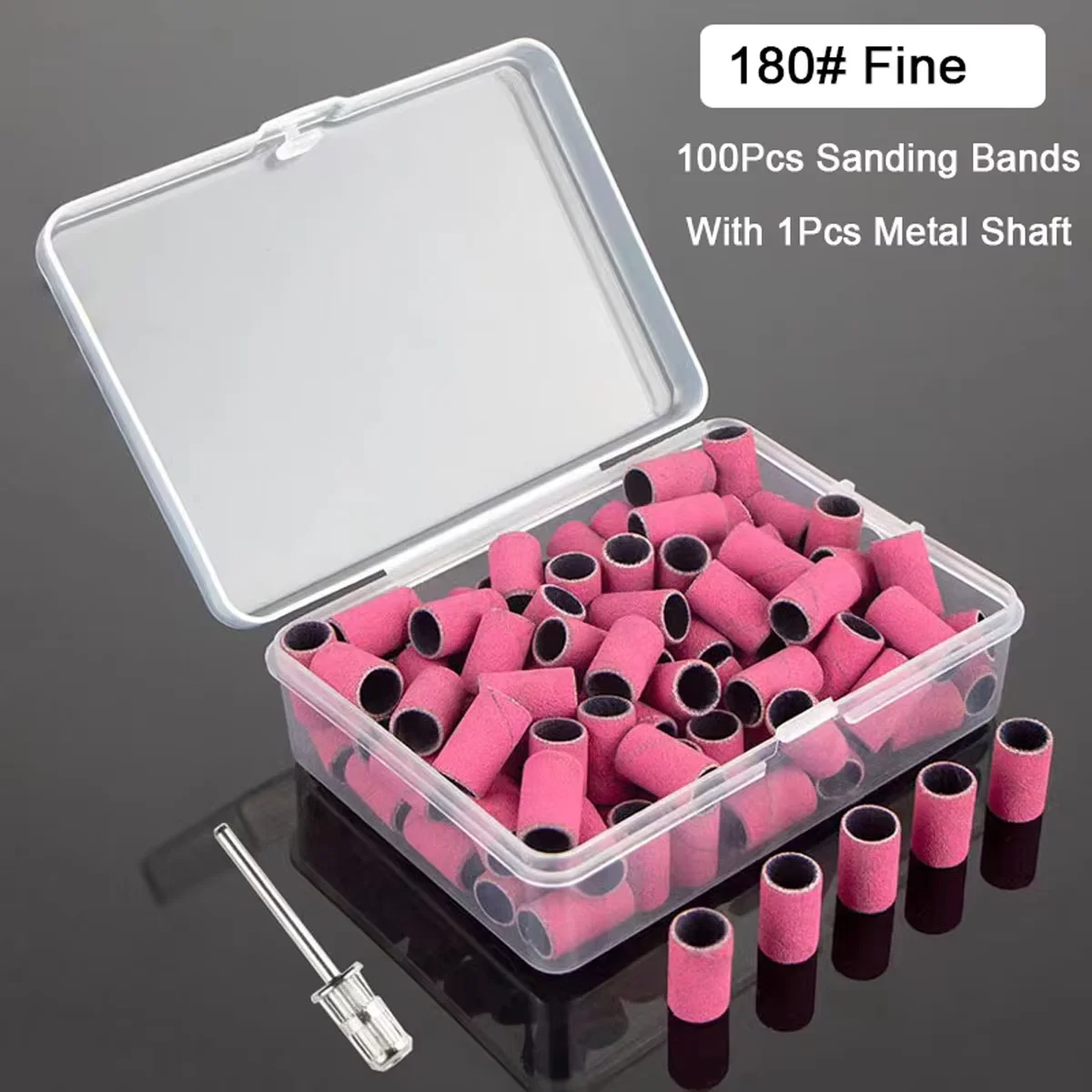 100Pcs Nail Art Sanding Bands 180 240 Grit with 1Pcs Nail Drill Bits for Manicures and Pedicure tool accessories