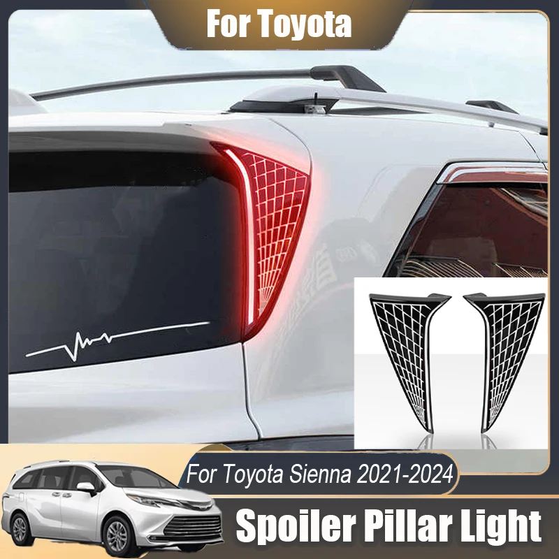 For Toyota Sienna 2021 2024 Spoiler Side Pillar Lights flowing tail Side light with Sequential Turn Signal Function Modification