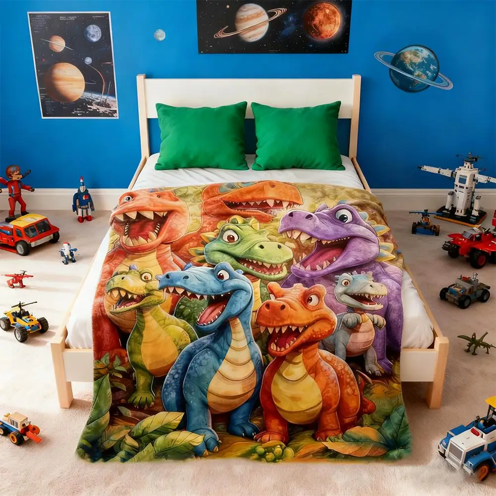 Funny Face Dinosaur 3D Print Blanket Tapestry Comfortable Warm Blanket Lightweight Fabric Fast Shipping Washable Home Use