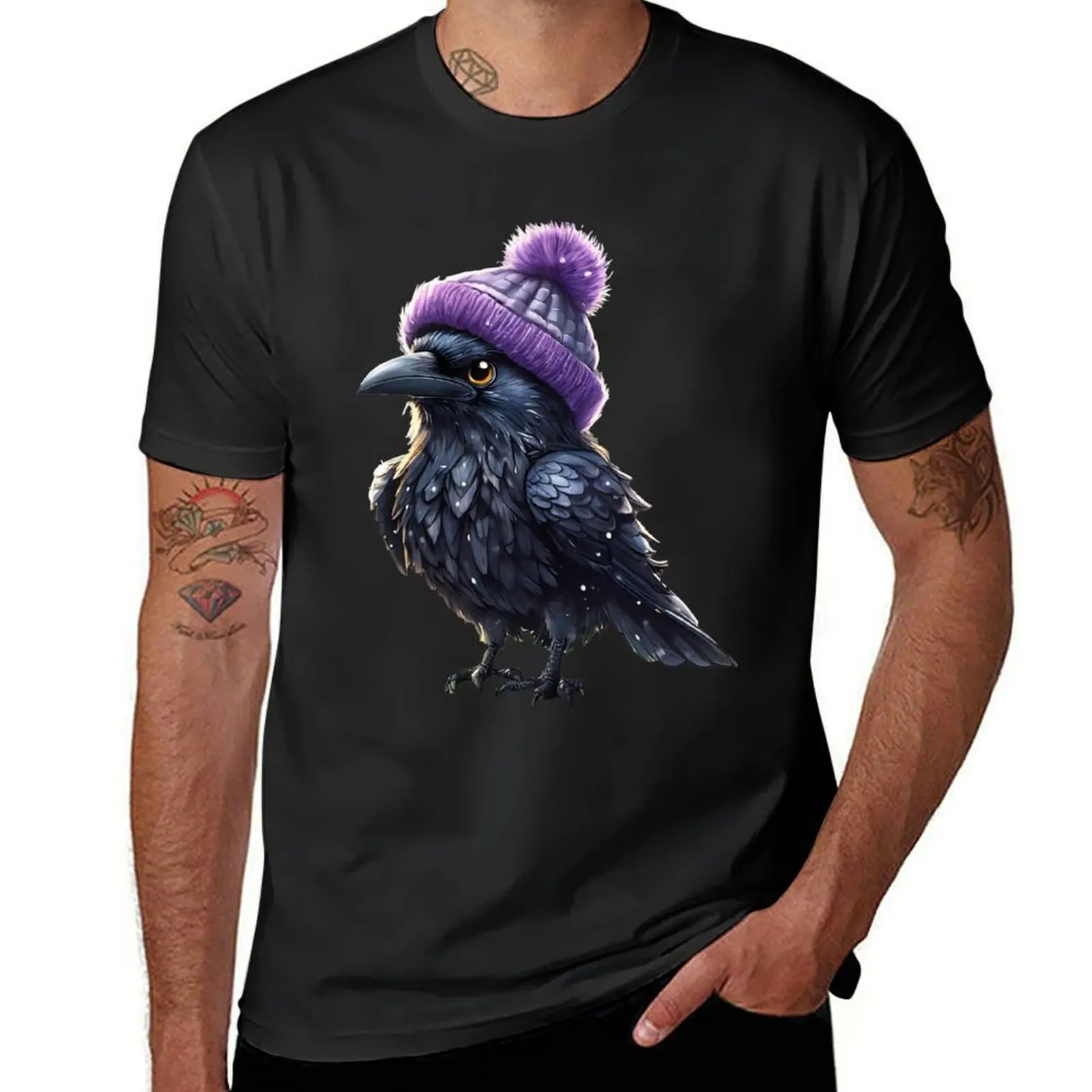 Baltimore Raven with Purple Hat T-Shirt summer clothes new edition blacks tops plain t shirts men