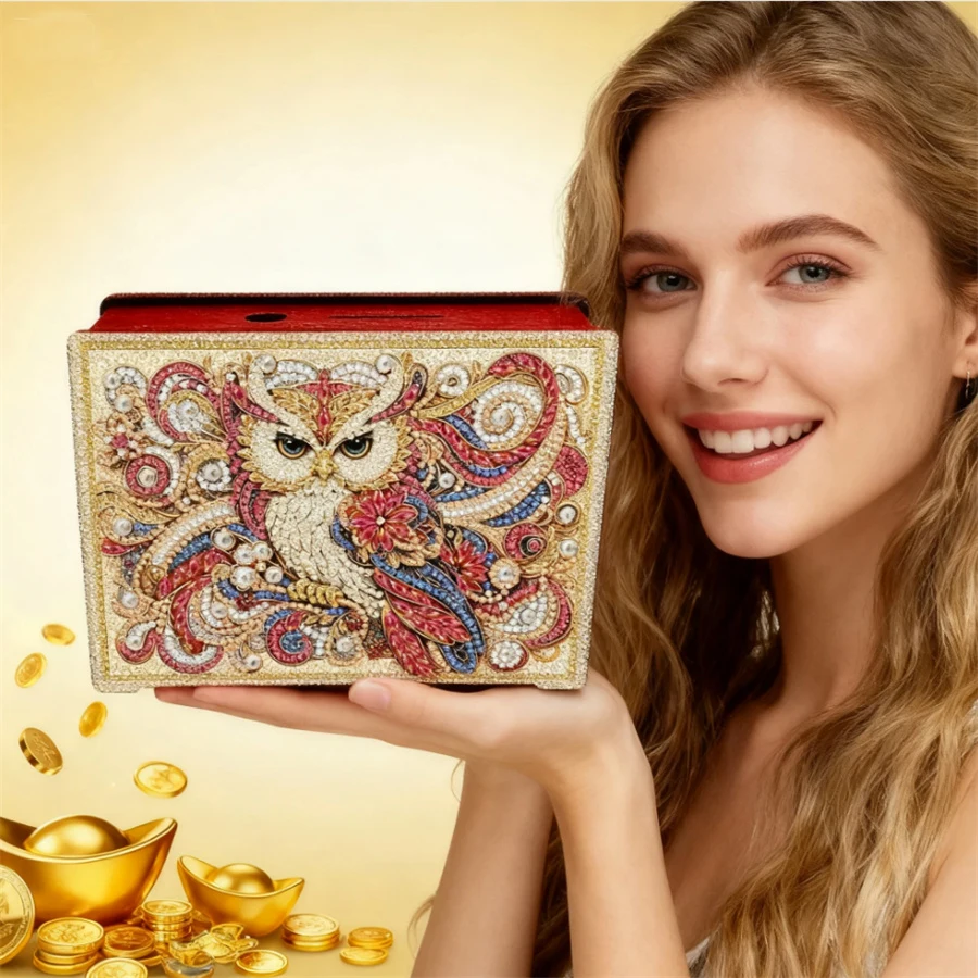 

Owl Diamond Painting Money Box Butterfly Coin Diamond Painting Money Saving Box Table Top DIY Money Storage Box Diamond Art Deco