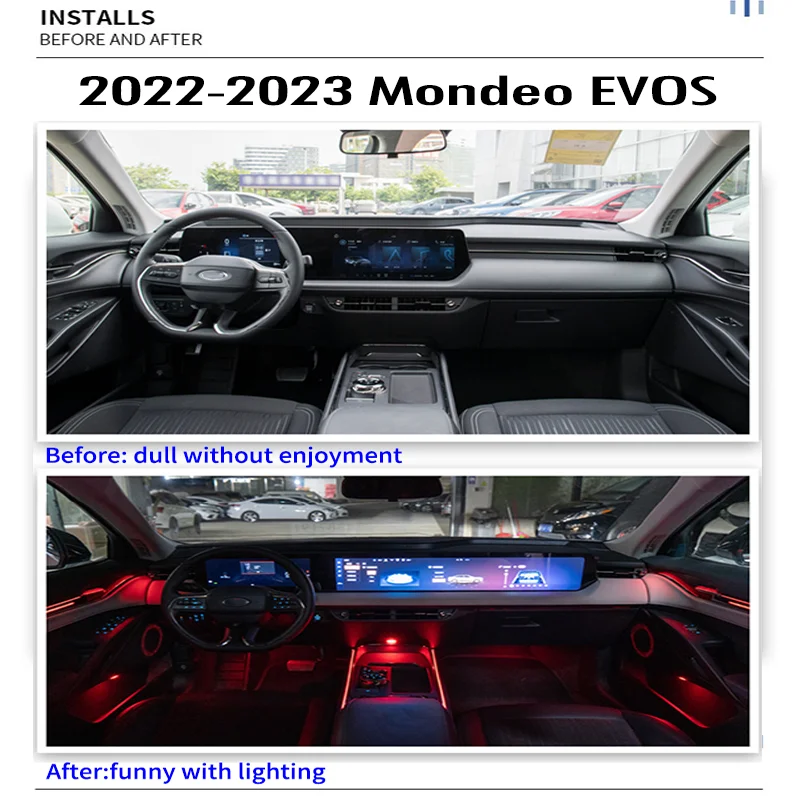 Ouchuangbo LED Ambient Light For Mondeo Fusion MK5 2014-2023 Magic Atmosphere Lamp Interior Kit 256 Color Car Decoration