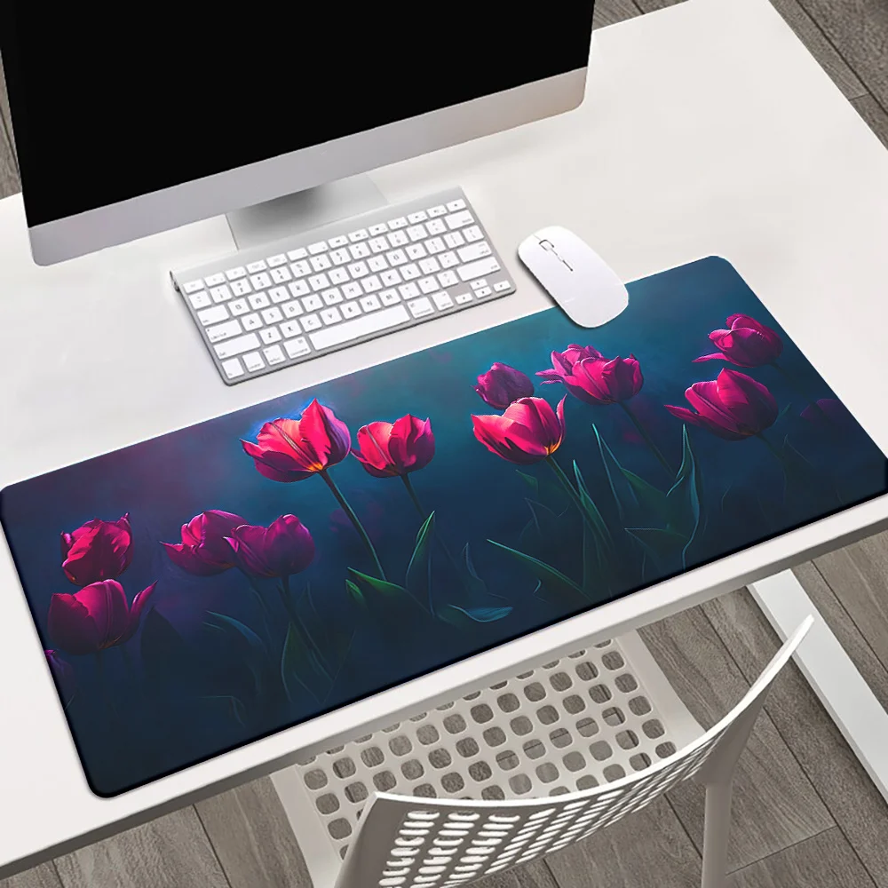 

1pc Tulip Design Mouse Pad, Rubber Base, Waterproof, Non-Slip Office and Gaming Mouse Mat for PC, Laptop, Keyboard Accessories