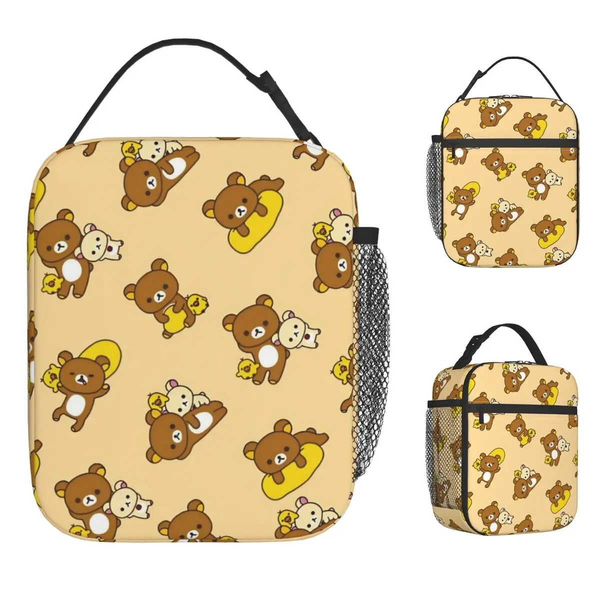 Rilakkuma Korilakkumas Lunch Bag School Lunch Box For Adult Fun Print Thermal Tote Handbags Oxford Portable Cooler Bag