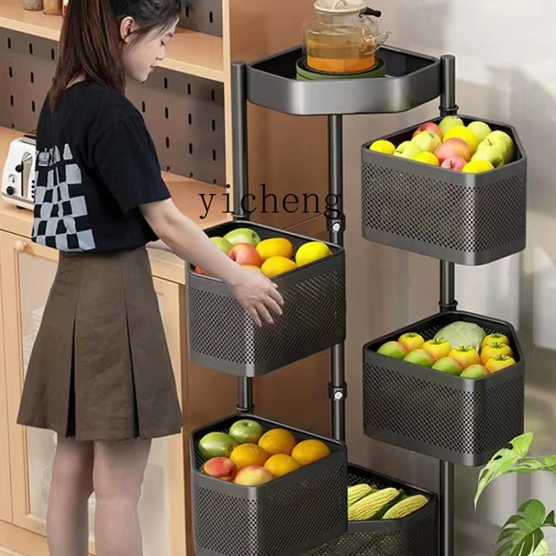 ZC Kitchen Corner Shelf Floor Multi-Layer Rotatable Triangle Multi-Function Storage Rack