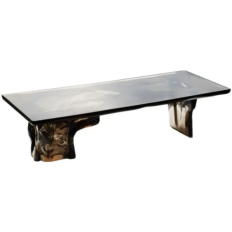 

Transparent resin Chinese large board tea table, light luxury crystal coffee table dining table, office tea table art