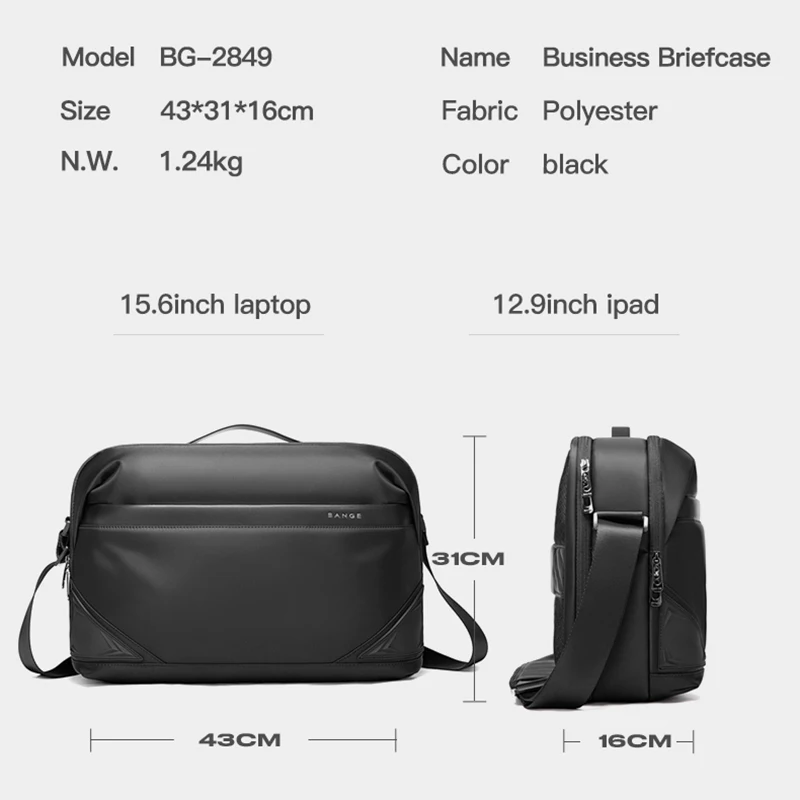 Men Laptop Bag 15.6in Shoulder Fashion Strap Travel Business Briefcase Bag Casual Shoulder Messenger Bags Office Handbag Male