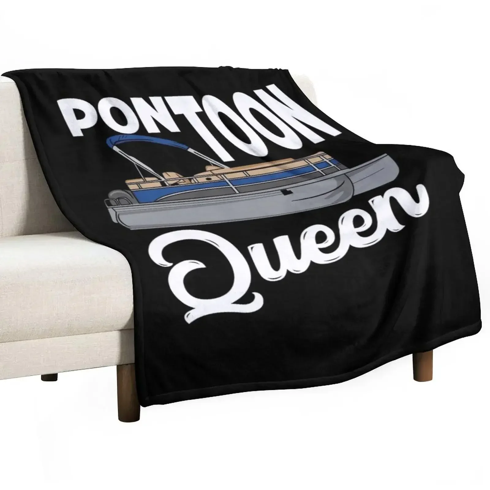 Pontoon Boat Gift Pontoon Queen Throw Blanket Plaid on the sofa Sofa Quilt Blankets