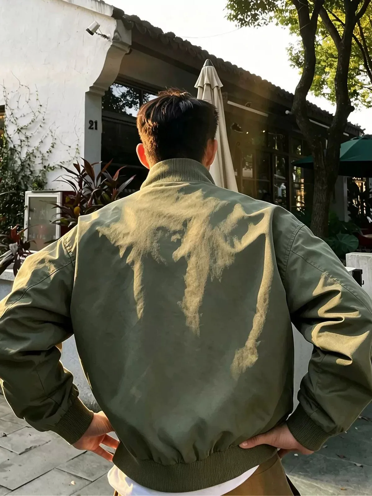Blue Stand Collar Short Jacket Men's Fashion Pilot Coat Advanced Shape Baseball Style Workwear Casual Popular Loose Fit