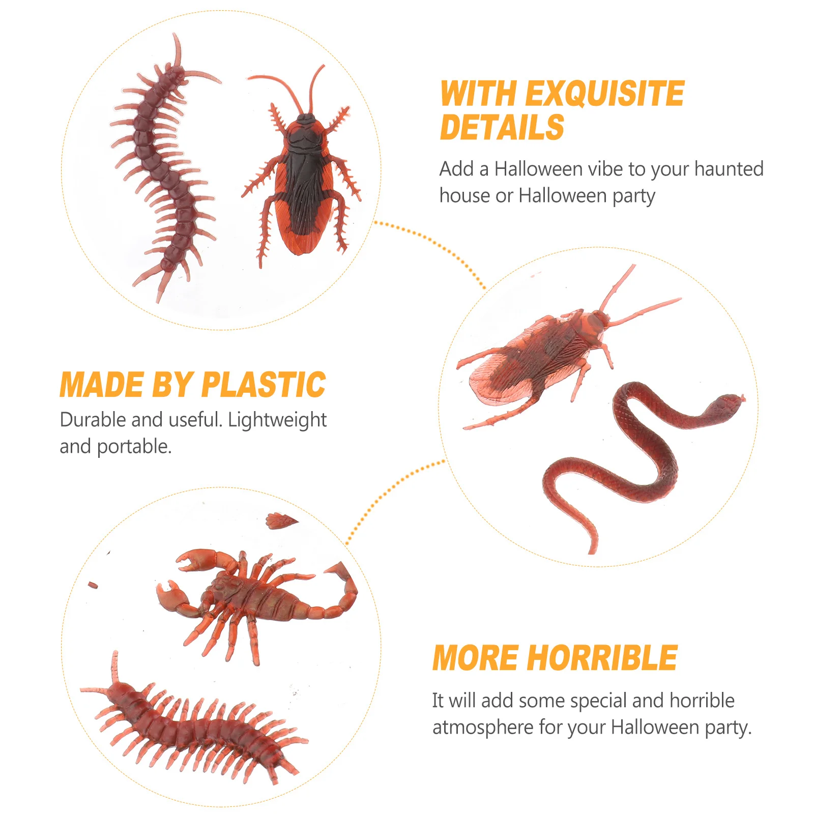 80 pezzi di insetti finti realistici, insetti di simulazione per la festa del primo di aprile di Halloween, geco artificiale ecologico