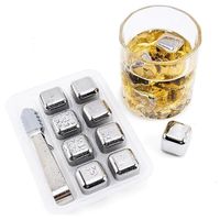 4/6/8 Pcs Stainless Steel Ice Cubes Set Reusable Chilling Stones for Whiskey Wine Wine Cooling Cube Chilling Rock Party Bar Tool