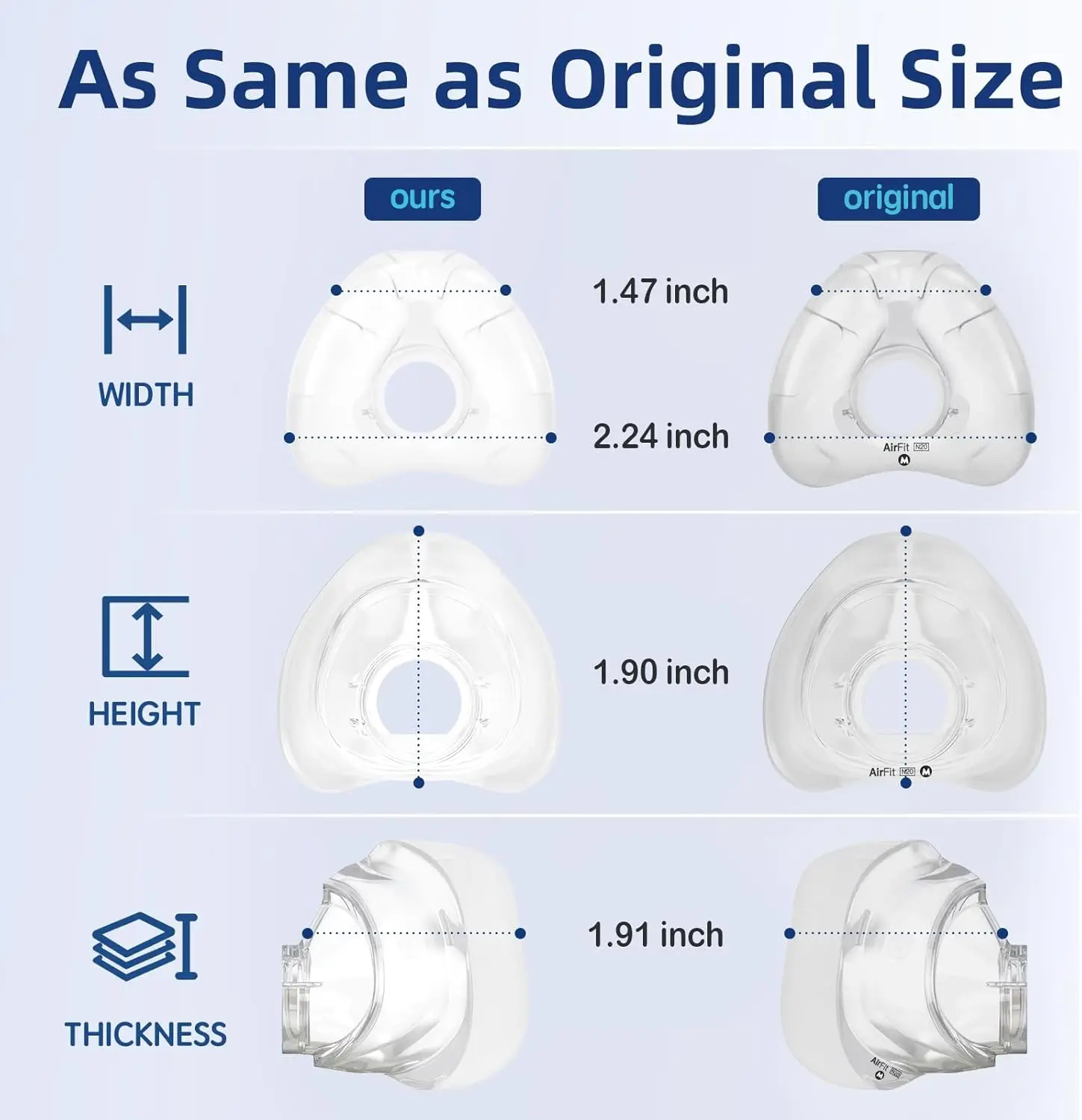 N20 Nasal Cushion - ResMed AirFit N20 Cushion - Nasal CPAP Mask Cushion Replacement-Soft Silicone - CPAP Accessories