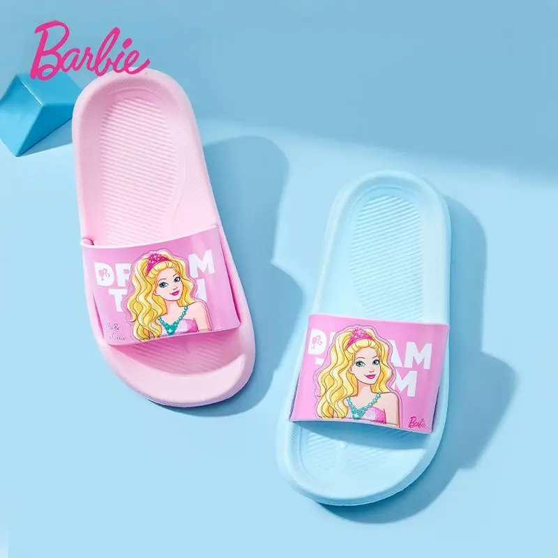 2024 Cute Barbie Slippers for Kids Summer Kawaii Fashion Sandals Y2K Flat Shoes Anime Barbie Girls Slipper Birthday Gift