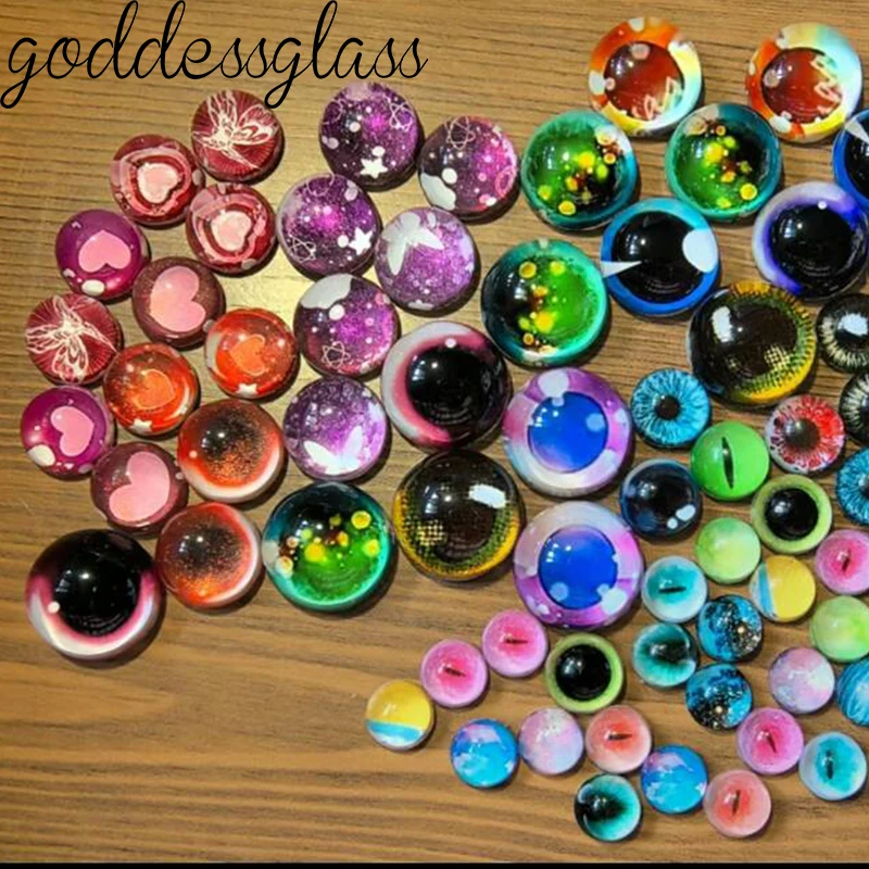 5pairs Hearts Stars Pupils Doll eye for Toys mixed Round Glass Cabochons Flatback Photo DIY Making Accessories 10mm 12mm 14mm