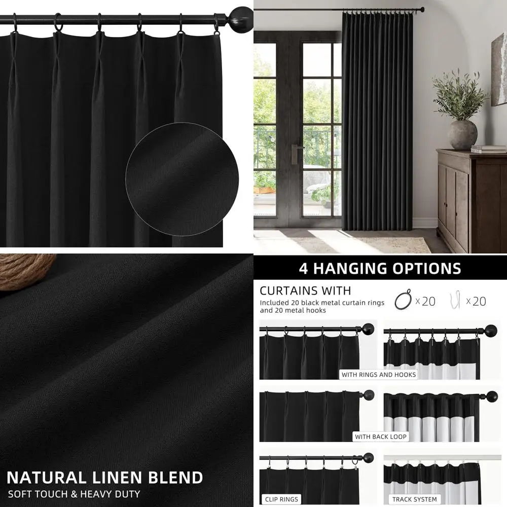 

Modern Farmhouse Style Blackout Curtains 84 for Bedroom, Living Room, with Thermal Insulation and White Backing