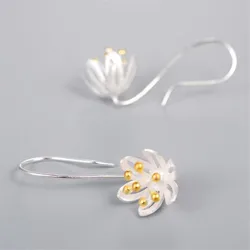 New Fashion Popular Hollowe Flower 925 Sterling Silver Jewelry Ear Hook Temperament Natural Style Personality Earrings  E141