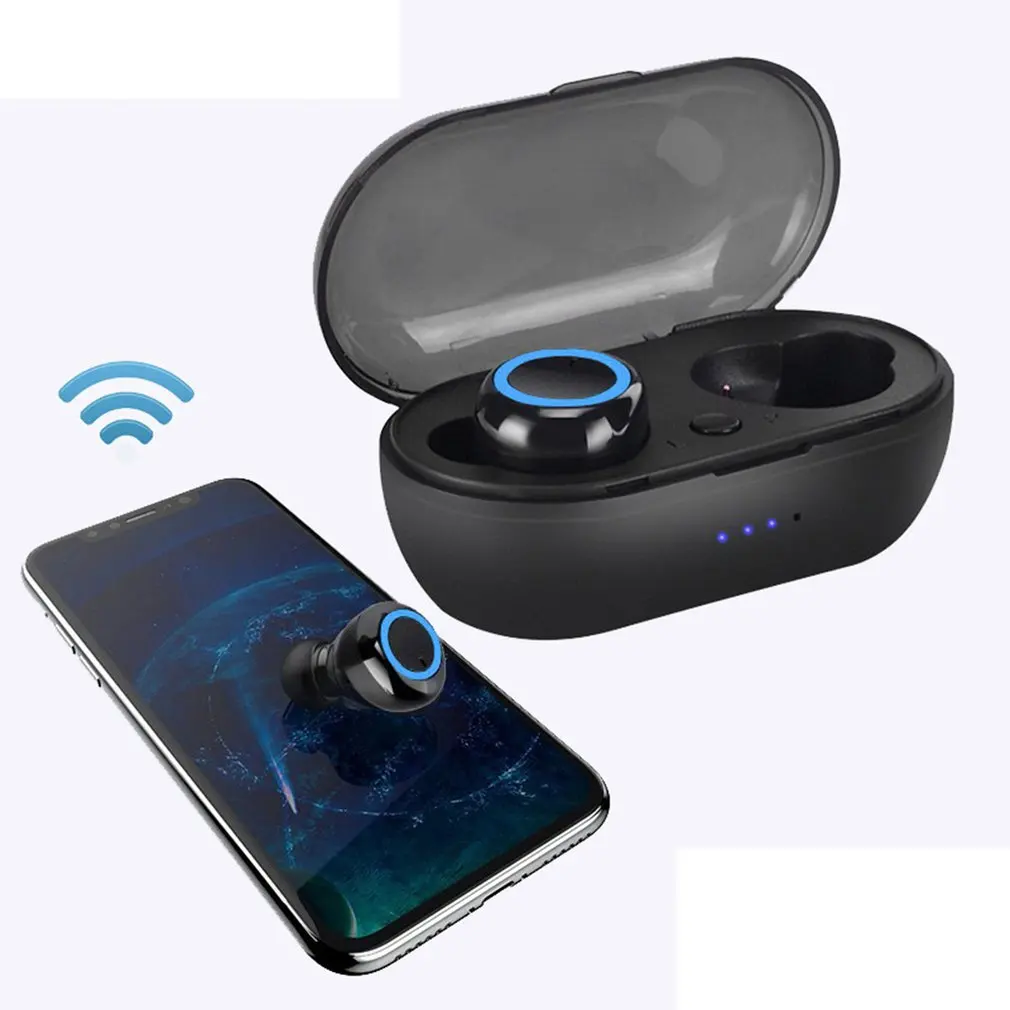 Écouteur sans fil compatible Bluetooth Y50, casque stéréo 5.0 mAh, contrôle tactile intra-auriculaire, téléphone de sauna, sélectionner des chansons et des appels TWS, 250