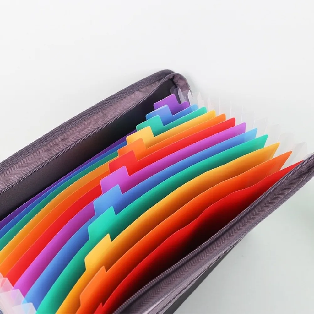 13 Pockets Expanding File Folders 13 Layer Large Capacity File Organizer A4 Letter Size Rainbow Color Document Case Exam Paper