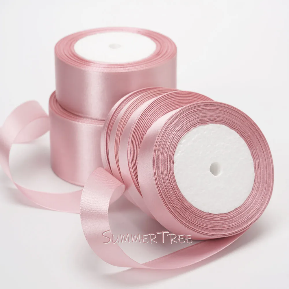 Zartrosa Seidensatinband 25 Yards 22,8 Meter 6mm 10mm 15mm 25mm 38mm 50mm Hautfarbenes Rosa für Handgemachte DIY Geschenkverpackung Dekoration – Detail 3