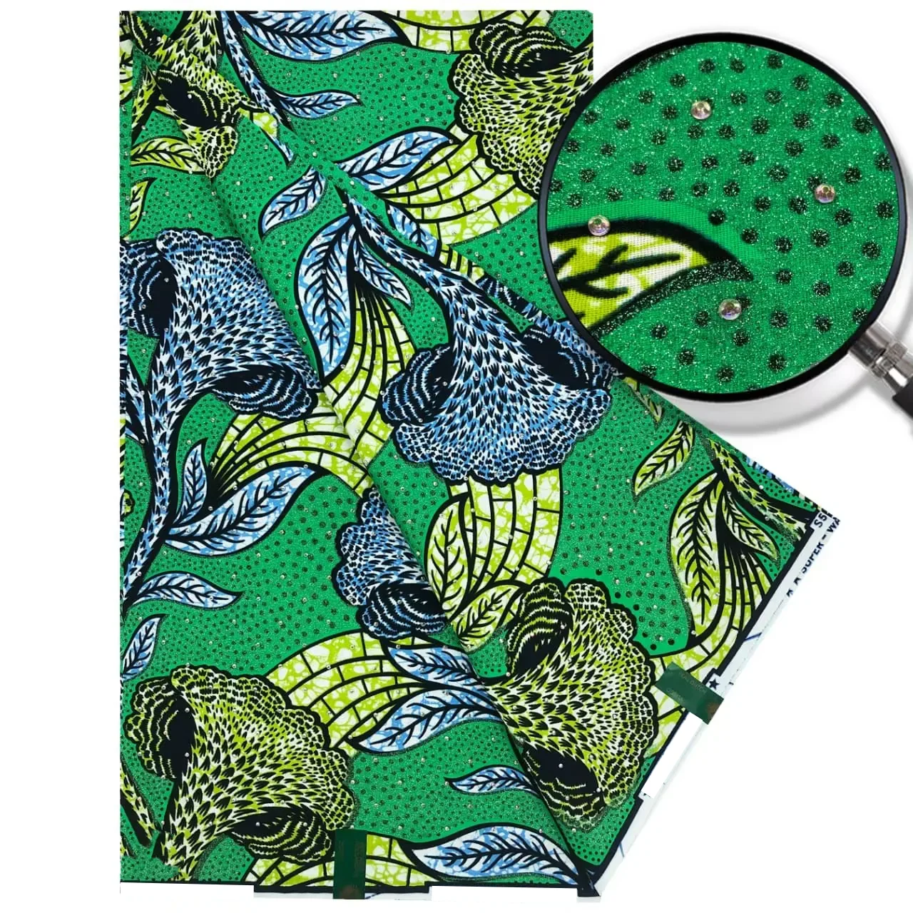 

Оптовая продажа, африканская восковая ткань с полными камнями, ткань Анкара, батик, настоящий воск, 6 ярдов, 100% хлопчатобумажная ткань для шитья вечерних платьев